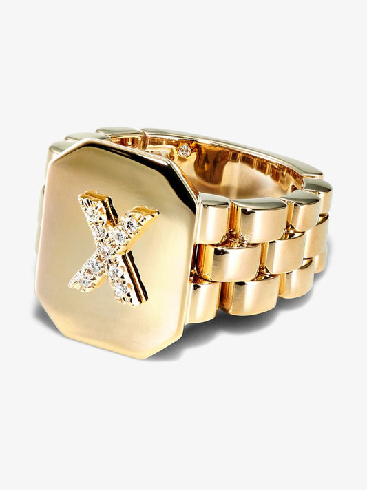 18k Yellow Gold X Initial Diamond Ring