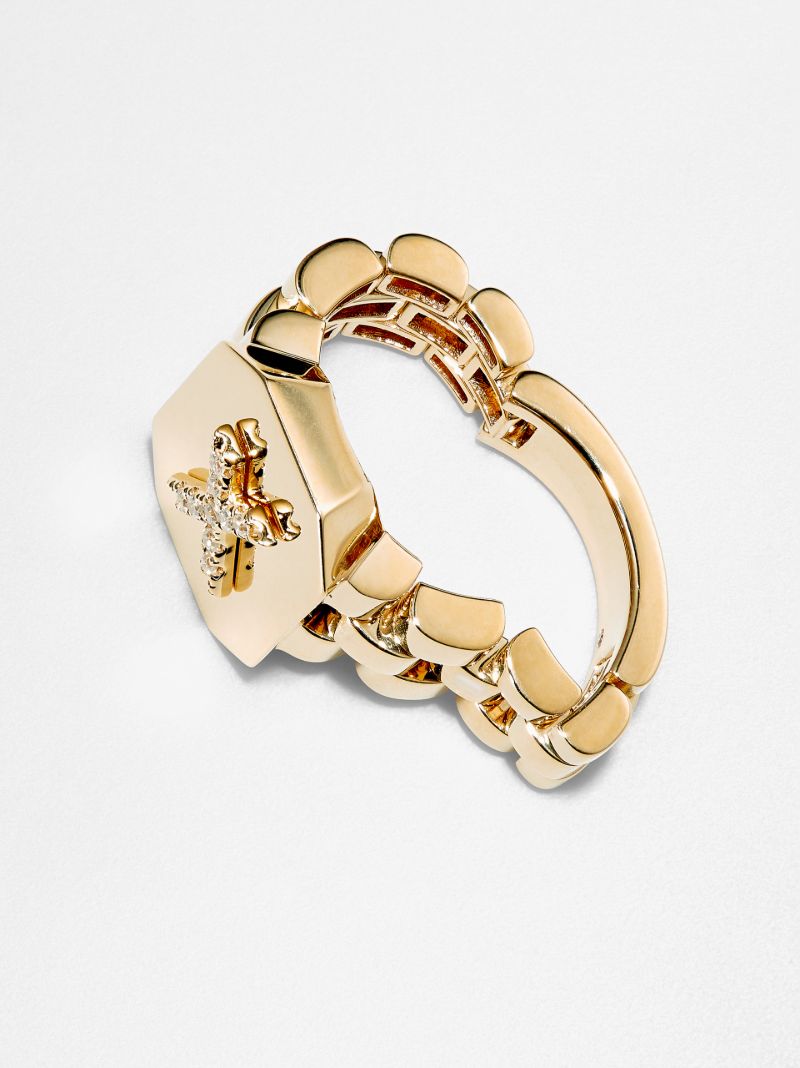 18k Yellow Gold X Initial Diamond Ring