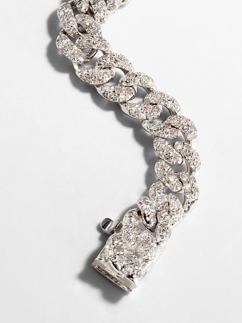 18k White Gold Mini Link Diamond Bracelet