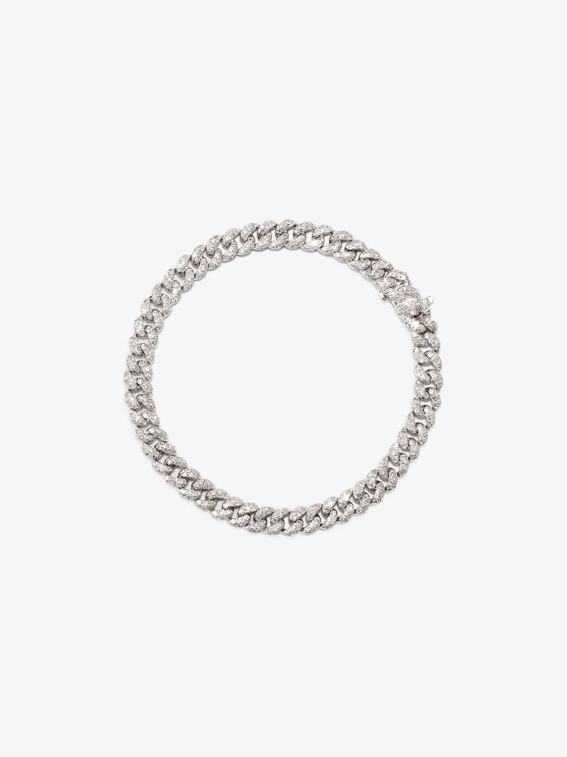 18k White Gold Mini Link Diamond Bracelet