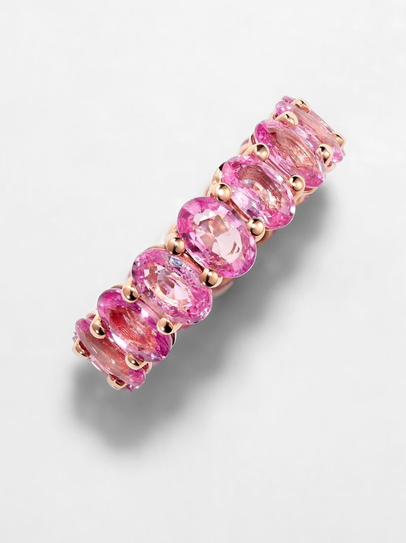 18k Rose Gold Sapphire Oval Eternity Ring