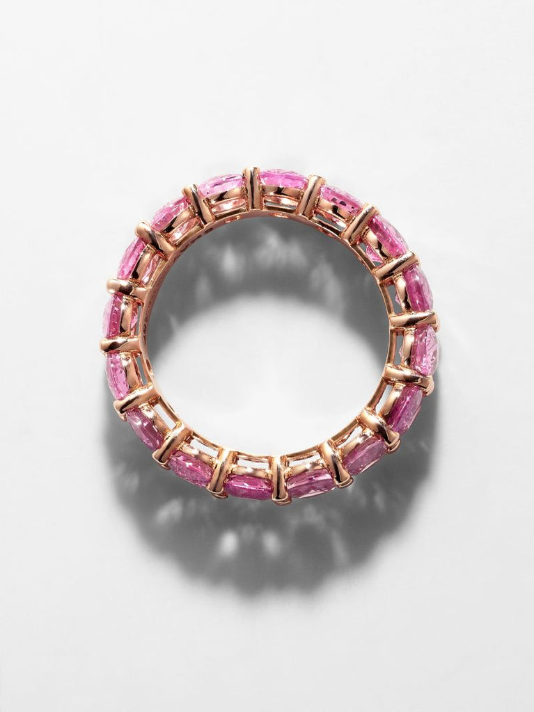 18k Rose Gold Sapphire Oval Eternity Ring