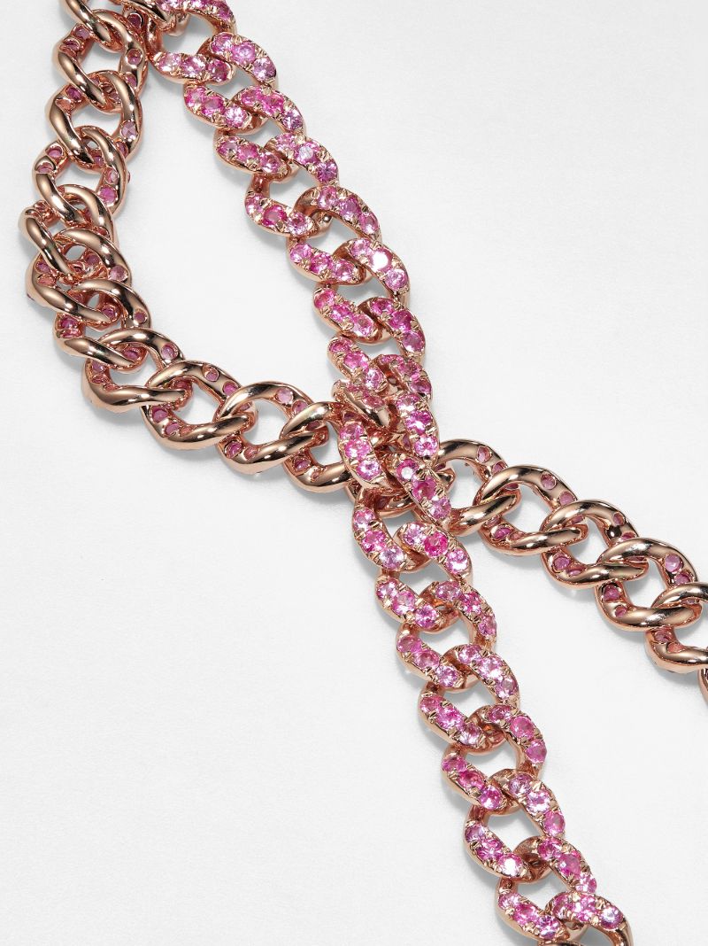18k Rose Gold Mini Link Sapphire Bracelet
