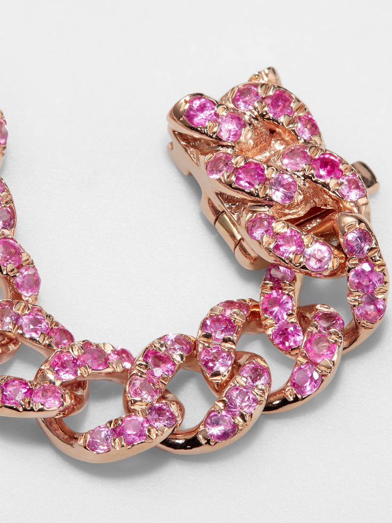 18k Rose Gold Mini Link Sapphire Bracelet