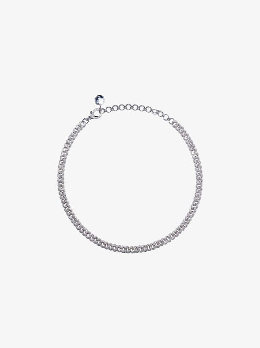 18k White Gold Mini Link Diamond Chain Necklace