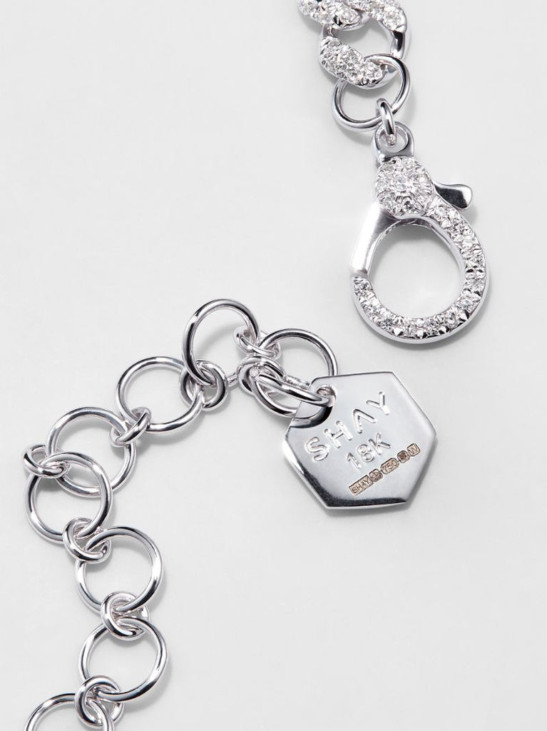 18k White Gold Mini Link Diamond Chain Necklace