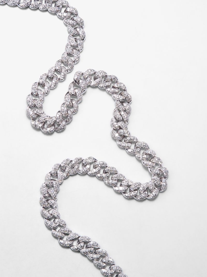 18k White Gold Mini Link Diamond Chain Necklace