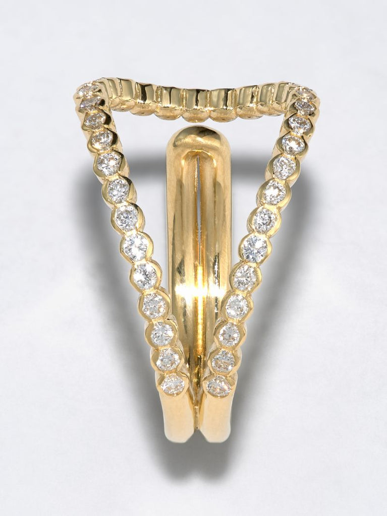 18k Yellow Gold Wave Diamond Ring