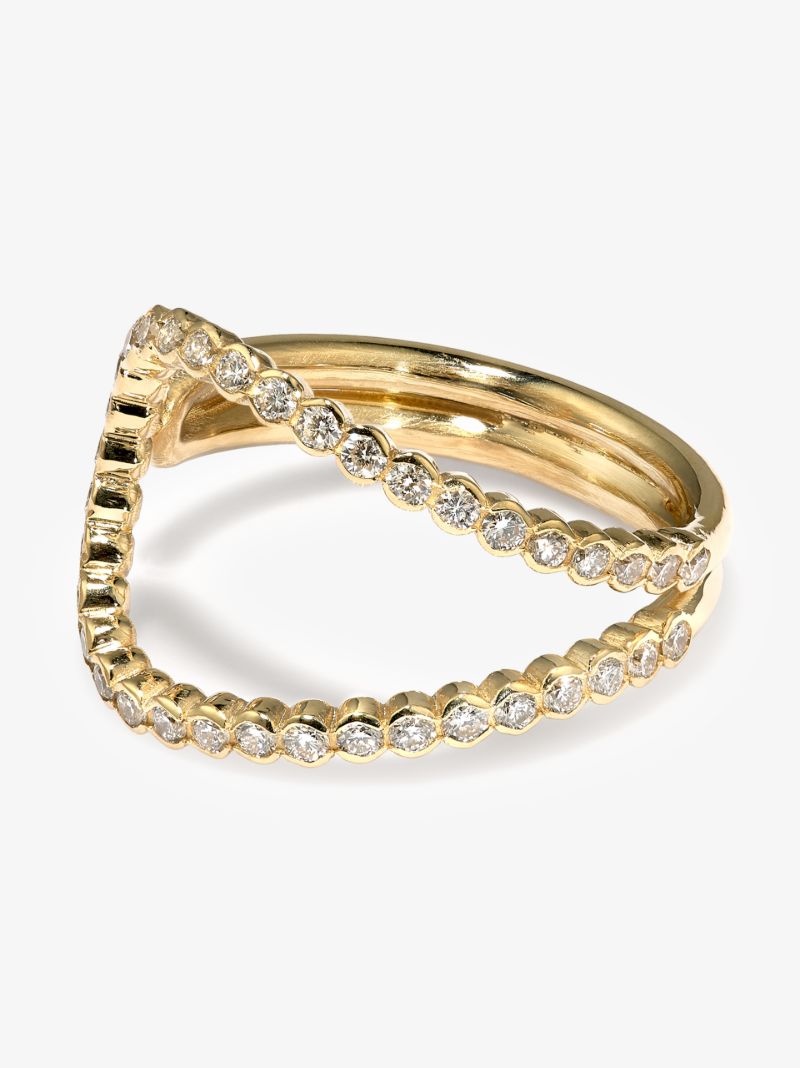 18k Yellow Gold Wave Diamond Ring