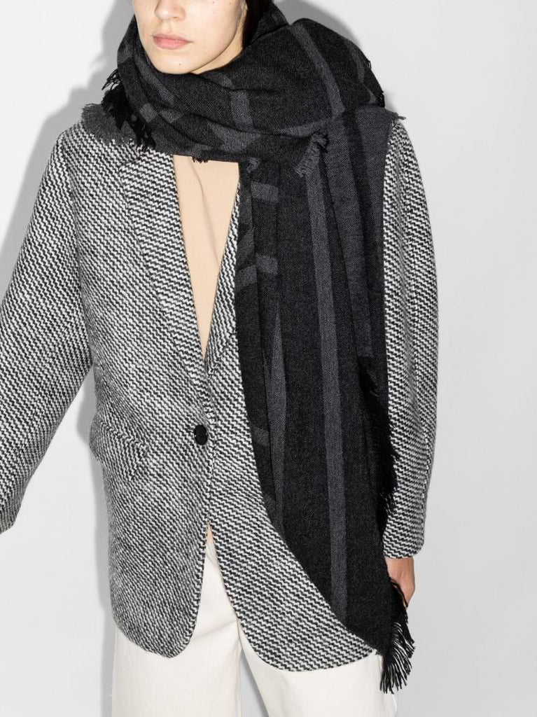 Fine Knit Monogram Logo Scarf