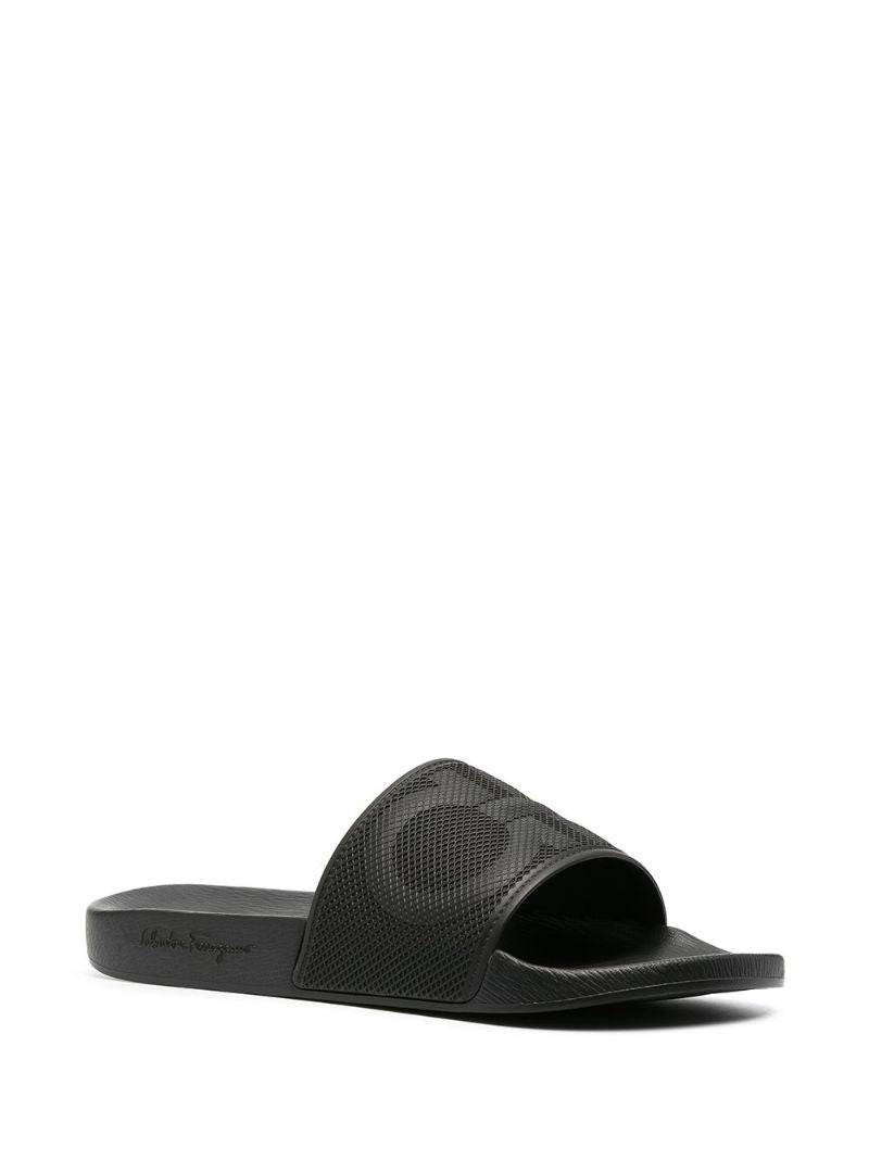 Black Gancini Rubber Slides