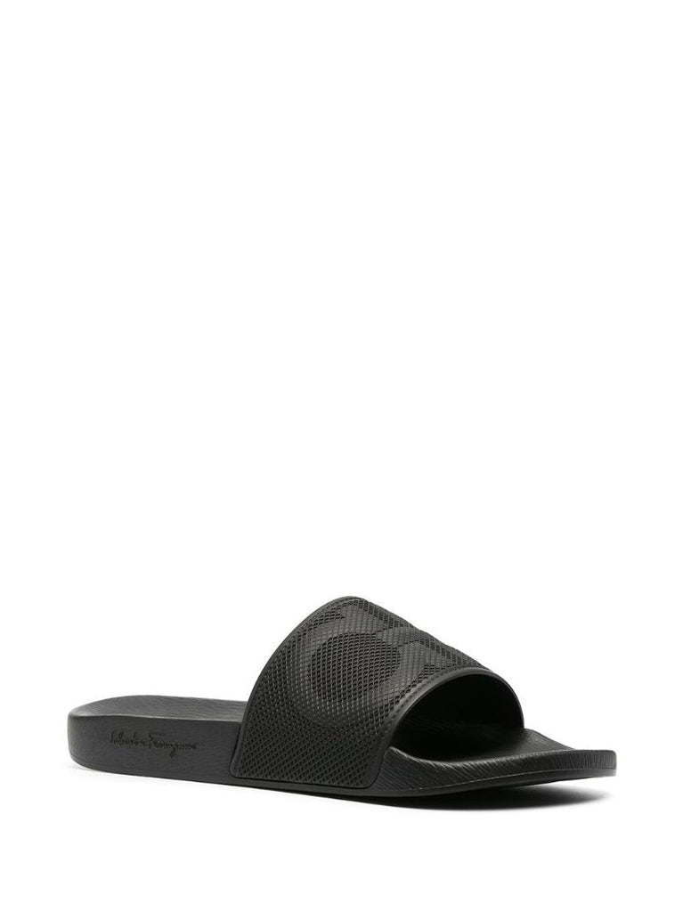 Black Gancini Rubber Slides