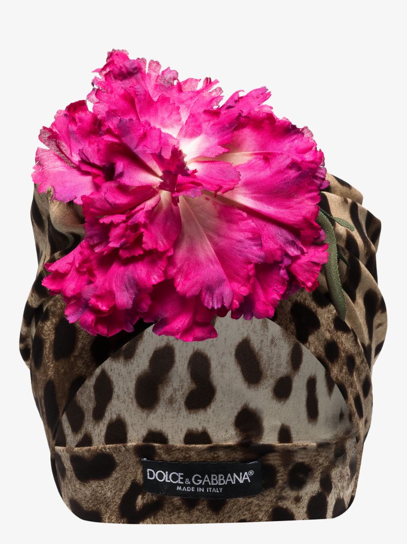 Brown Leopard Print Flower Turban