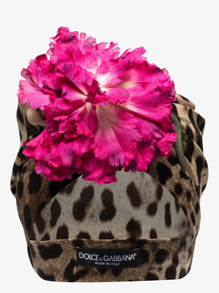 Brown Leopard Print Flower Turban