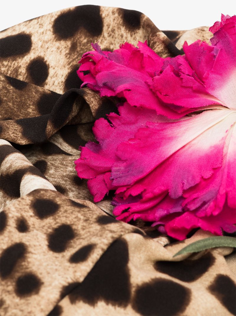 Brown Leopard Print Flower Turban