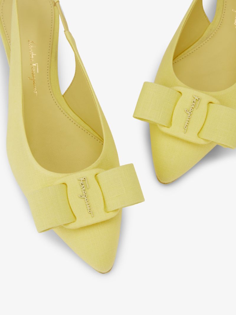 Yellow Viva Slingback Leather Pumps