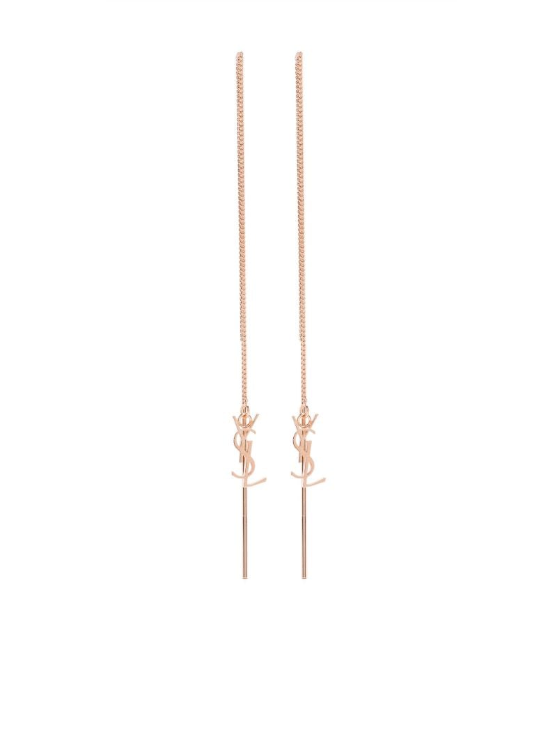 Rose Gold-tone Logo Drop Earrings
