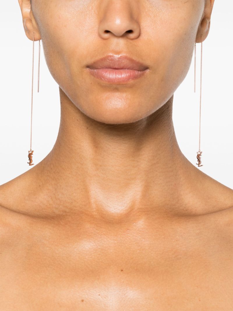 Rose Gold-tone Logo Drop Earrings