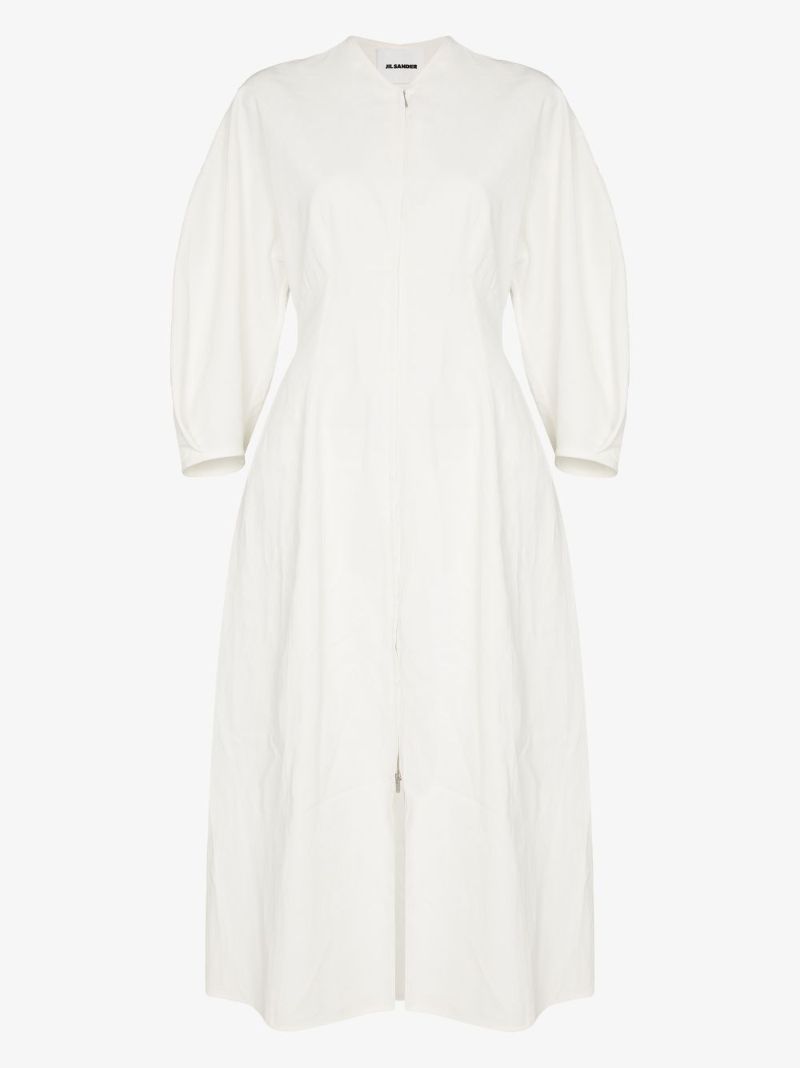 Balloon-sleeve Midi Dress