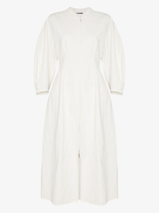 Balloon-sleeve Midi Dress