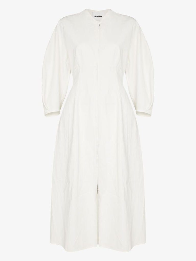 Balloon-sleeve Midi Dress
