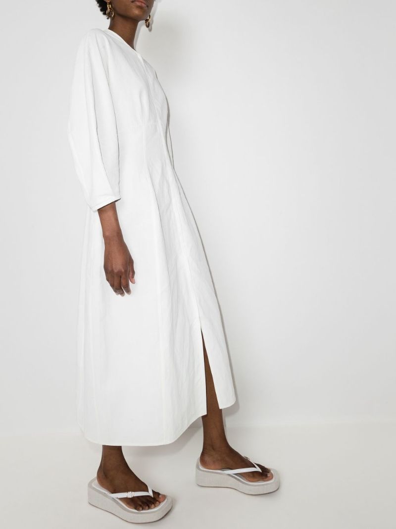 Balloon-sleeve Midi Dress