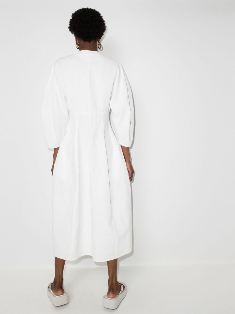 Balloon-sleeve Midi Dress