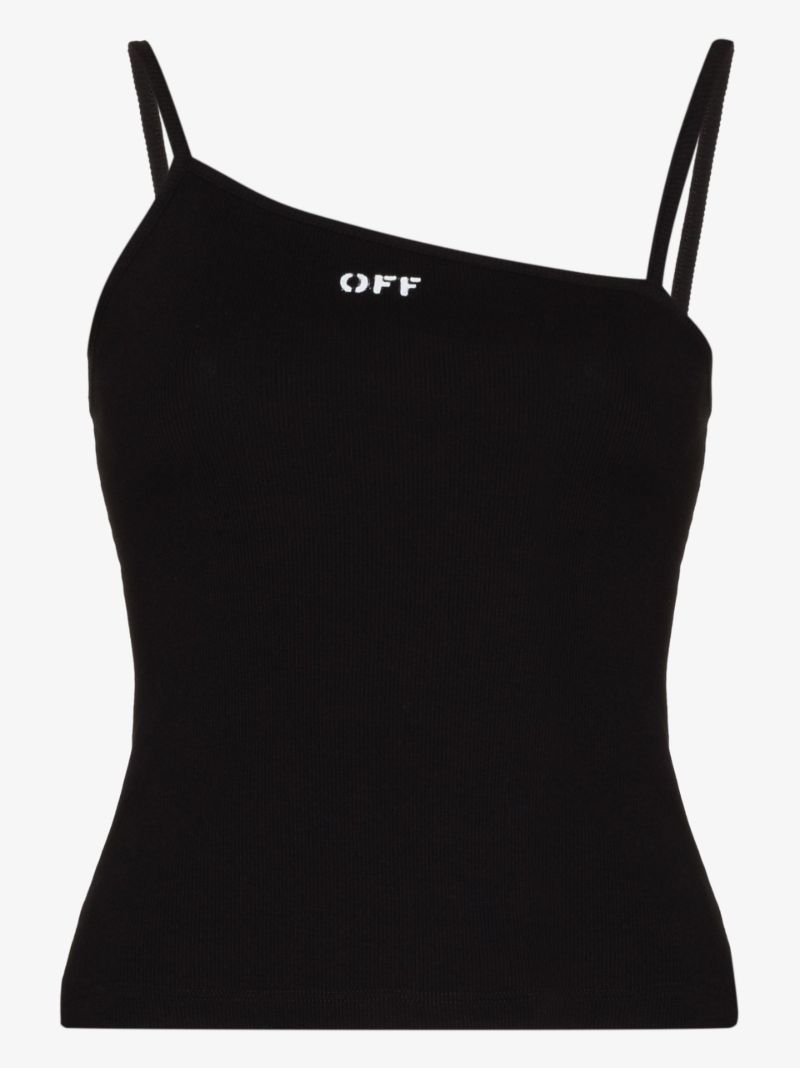 Black Asymmetric Strap Camisole Top