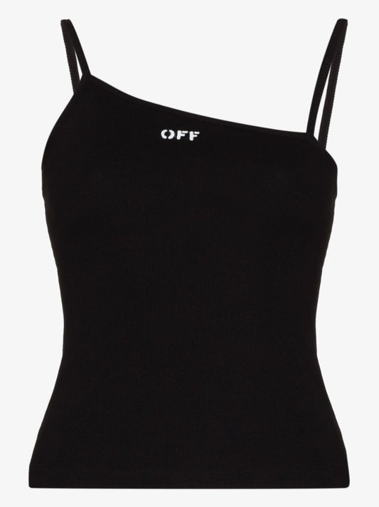 Black Asymmetric Strap Camisole Top