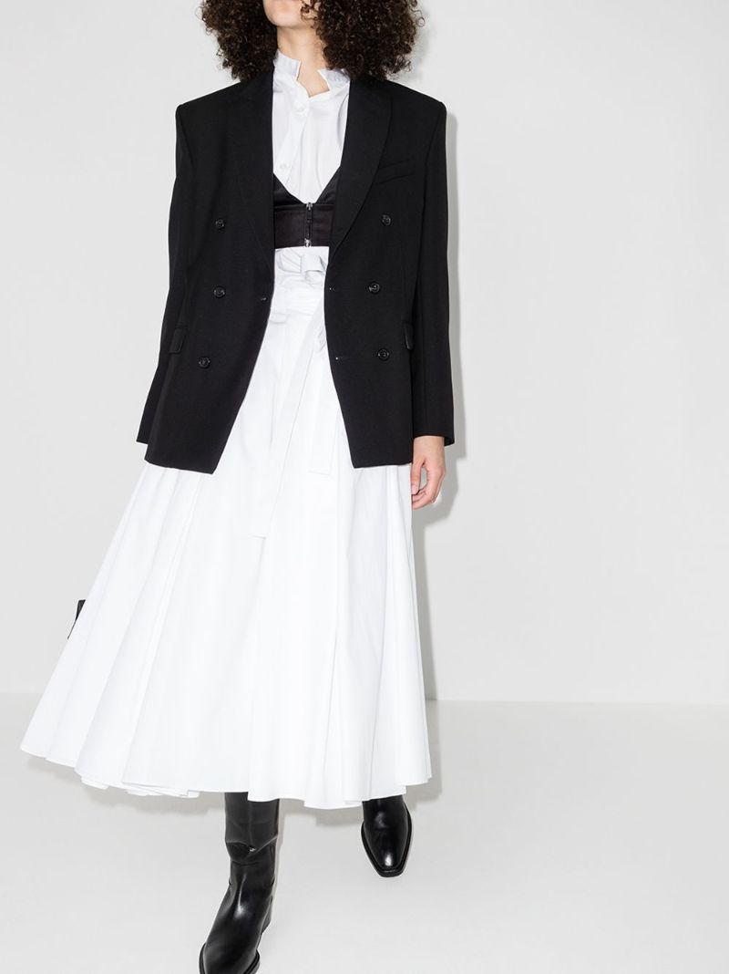 Belted Pleated Midi Skirt