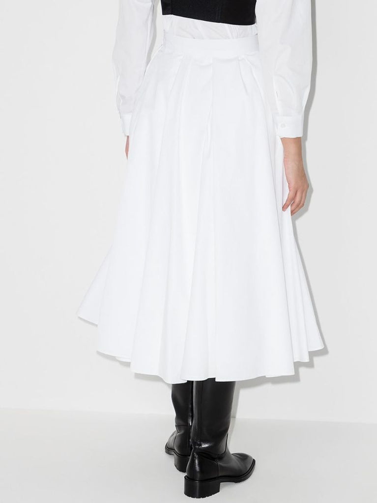 Belted Pleated Midi Skirt