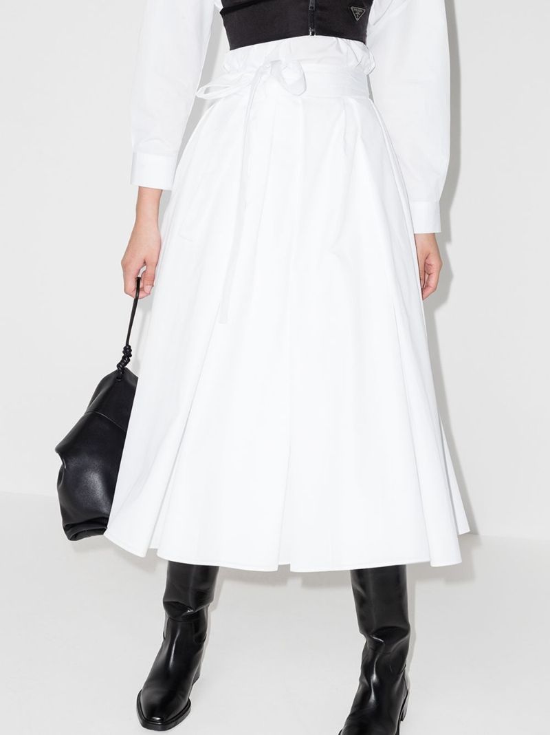 Belted Pleated Midi Skirt