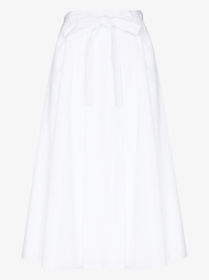 Belted Pleated Midi Skirt