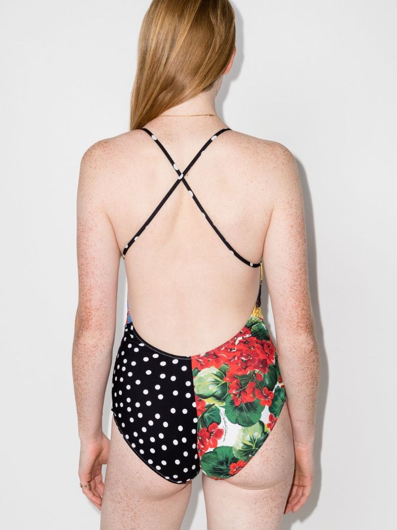 Patchwork Cross Back Swimsuit