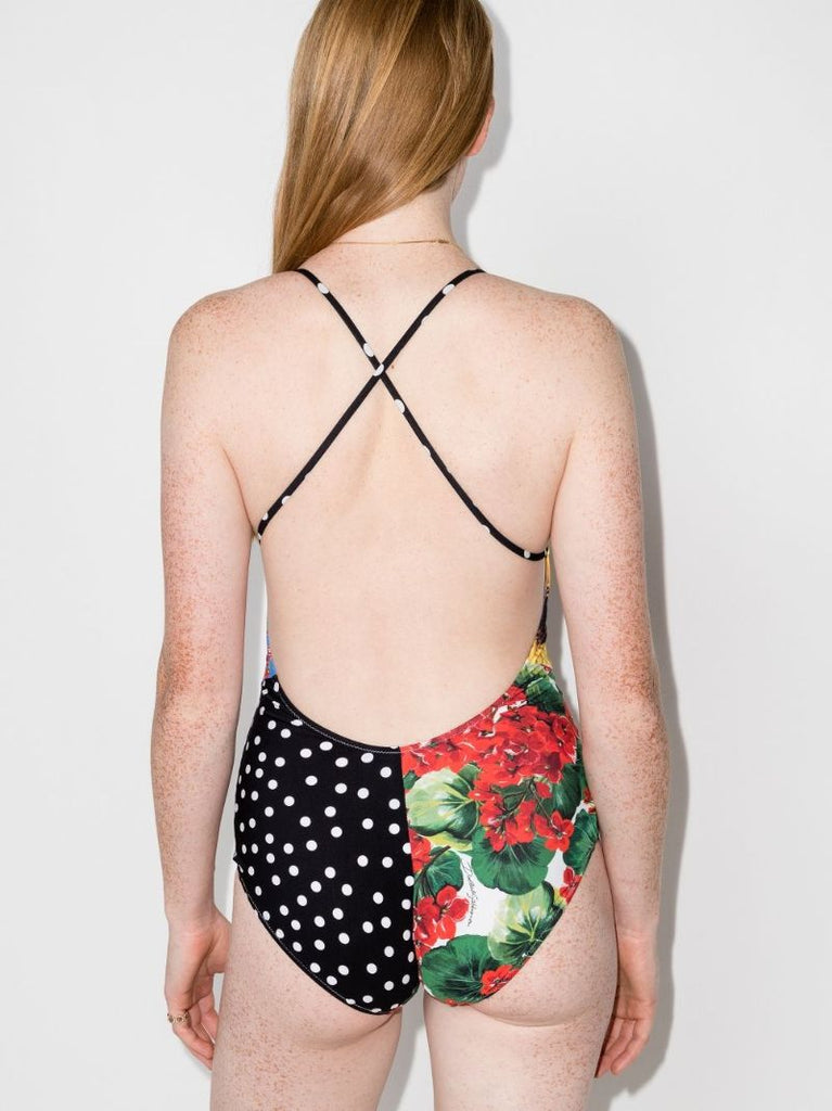Patchwork Cross Back Swimsuit