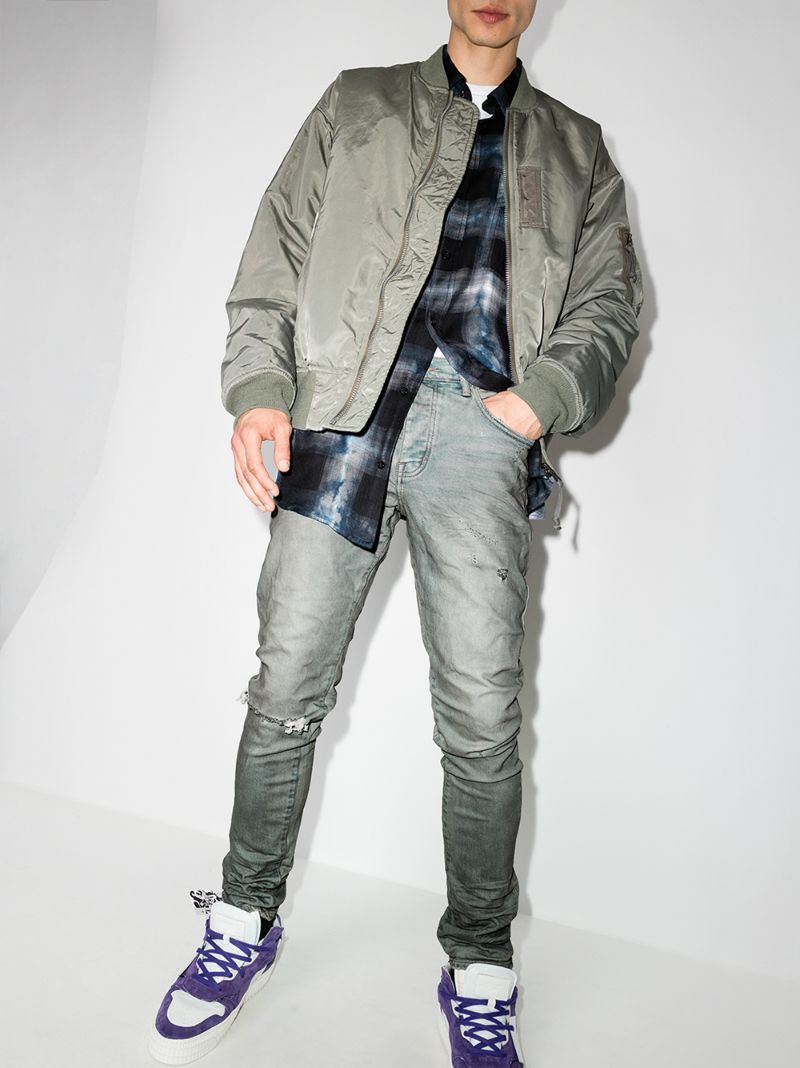 Distressed Slim Leg Jeans