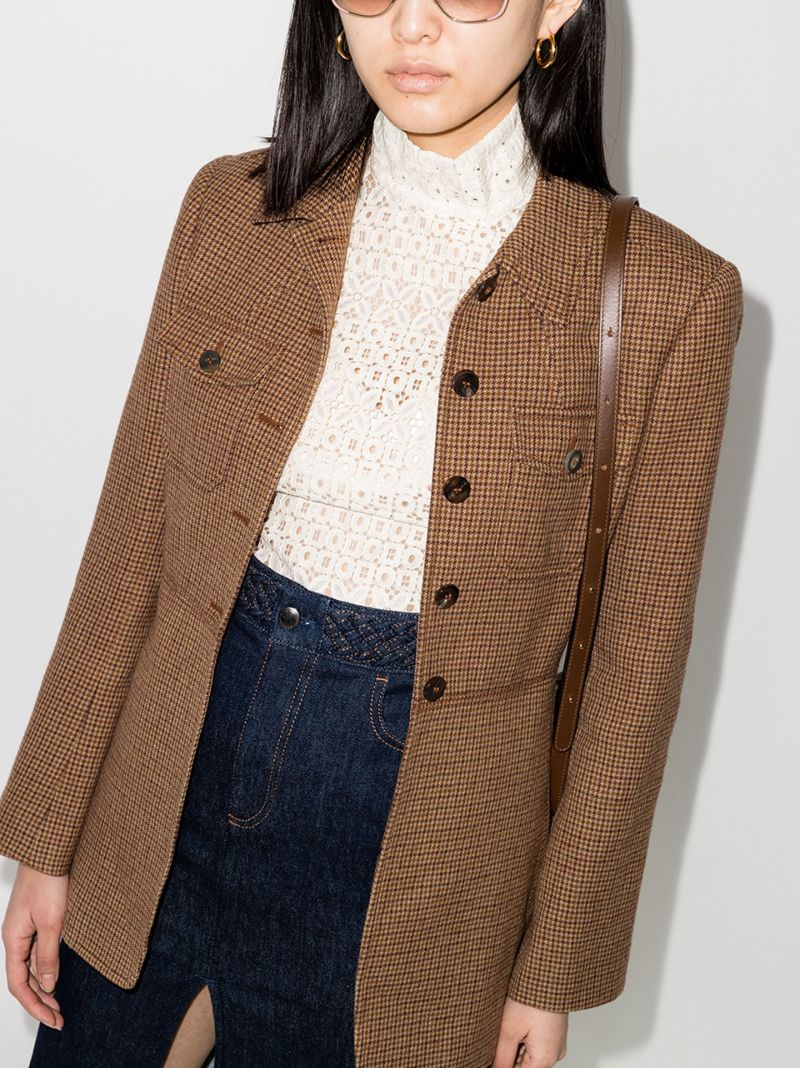 Single-breasted Houndstooth Jacket