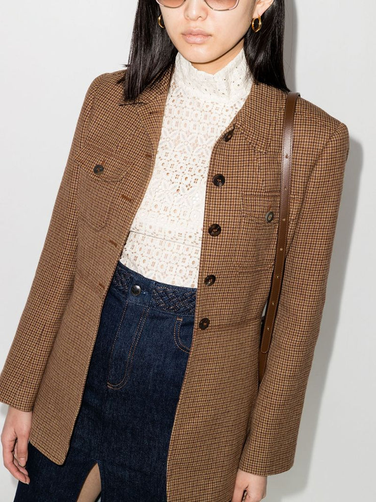 Single-breasted Houndstooth Jacket