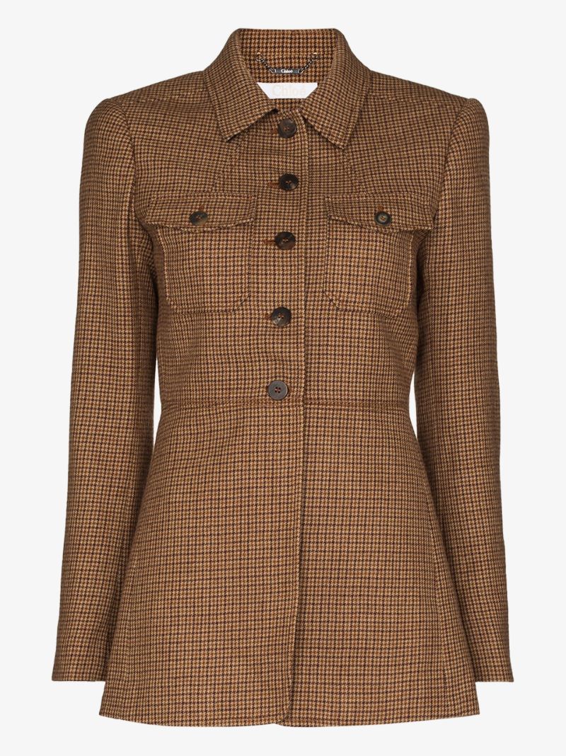 Single-breasted Houndstooth Jacket