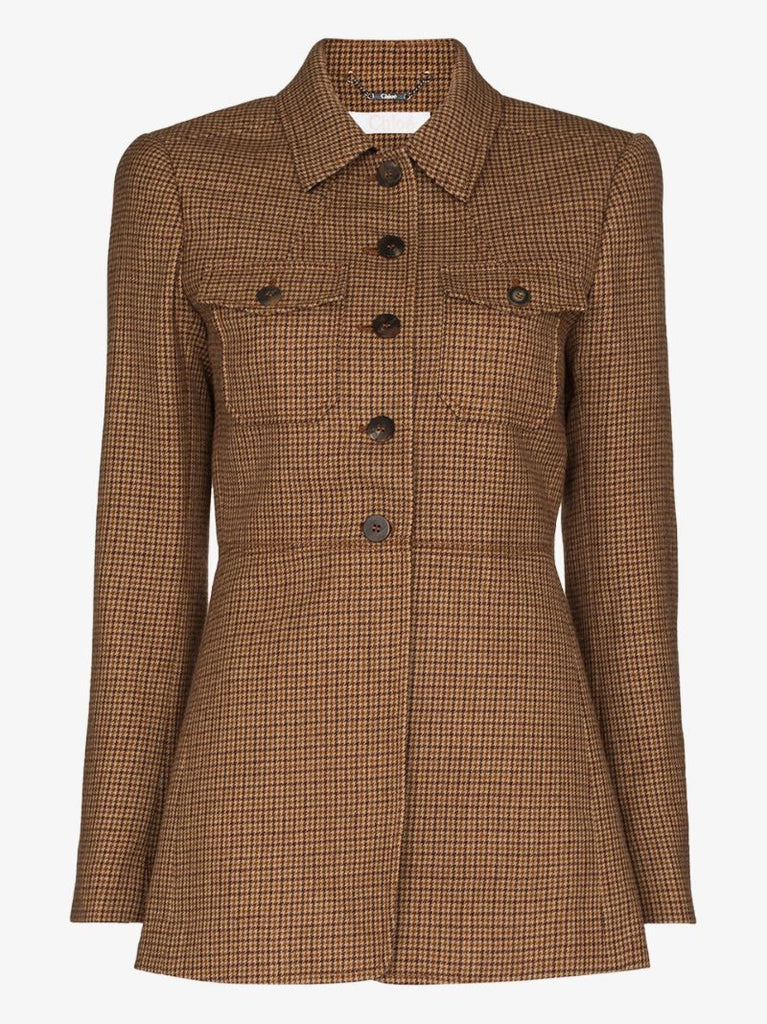 Single-breasted Houndstooth Jacket