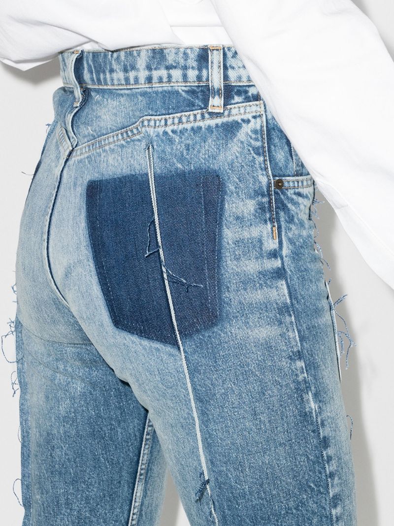 Distressed Seam Straight Leg Jeans