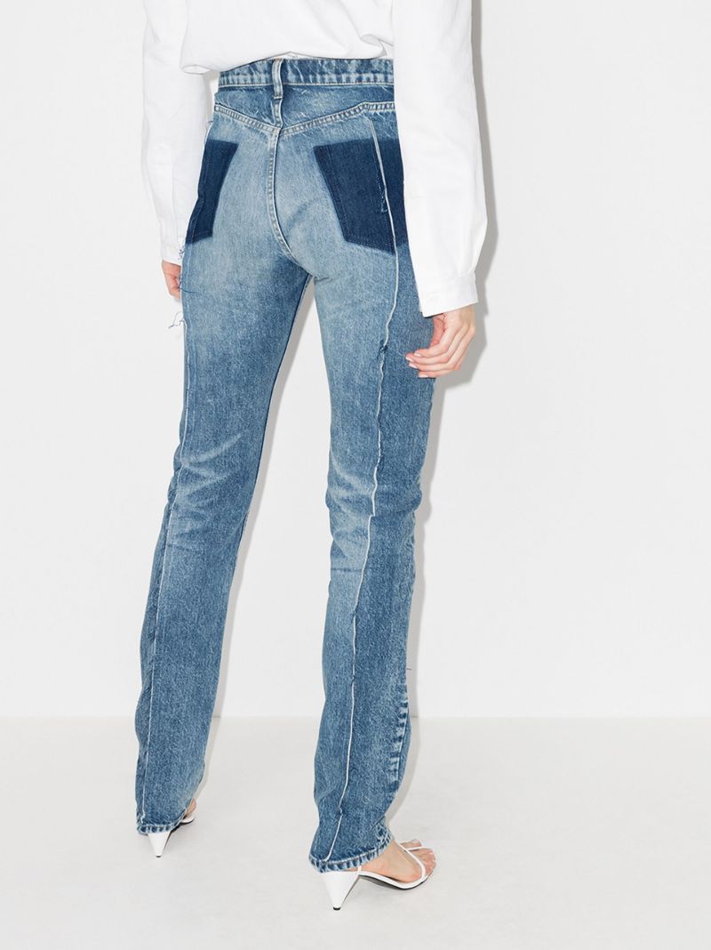 Distressed Seam Straight Leg Jeans