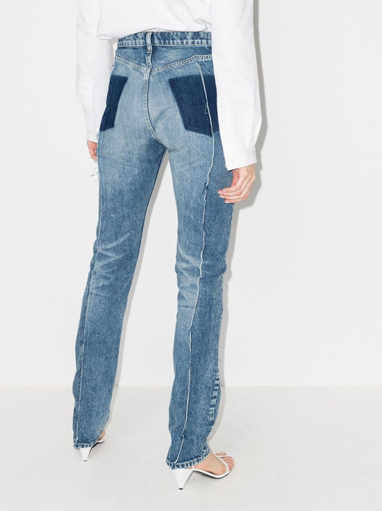 Distressed Seam Straight Leg Jeans