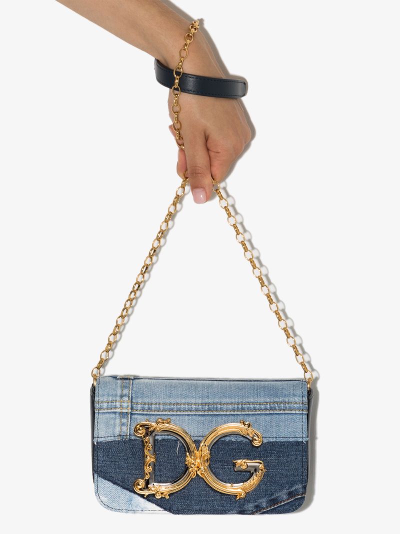 Blue Dg Denim Patchwork Cross Body Bag