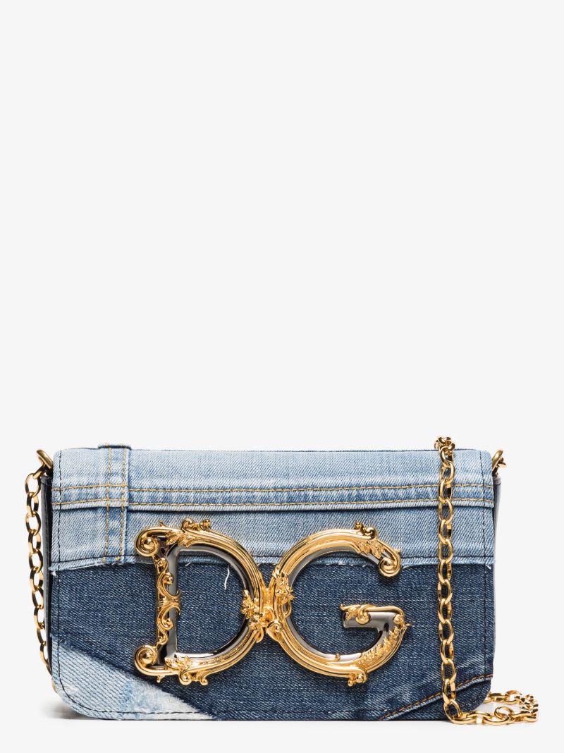 Blue Dg Denim Patchwork Cross Body Bag