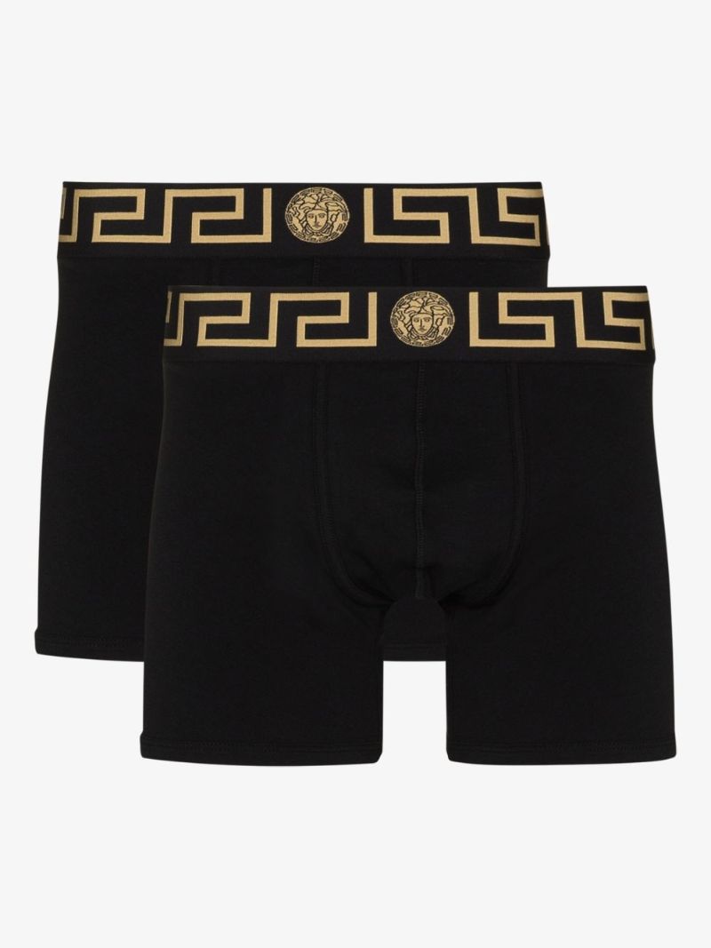 Black Greca Boxer Short Set
