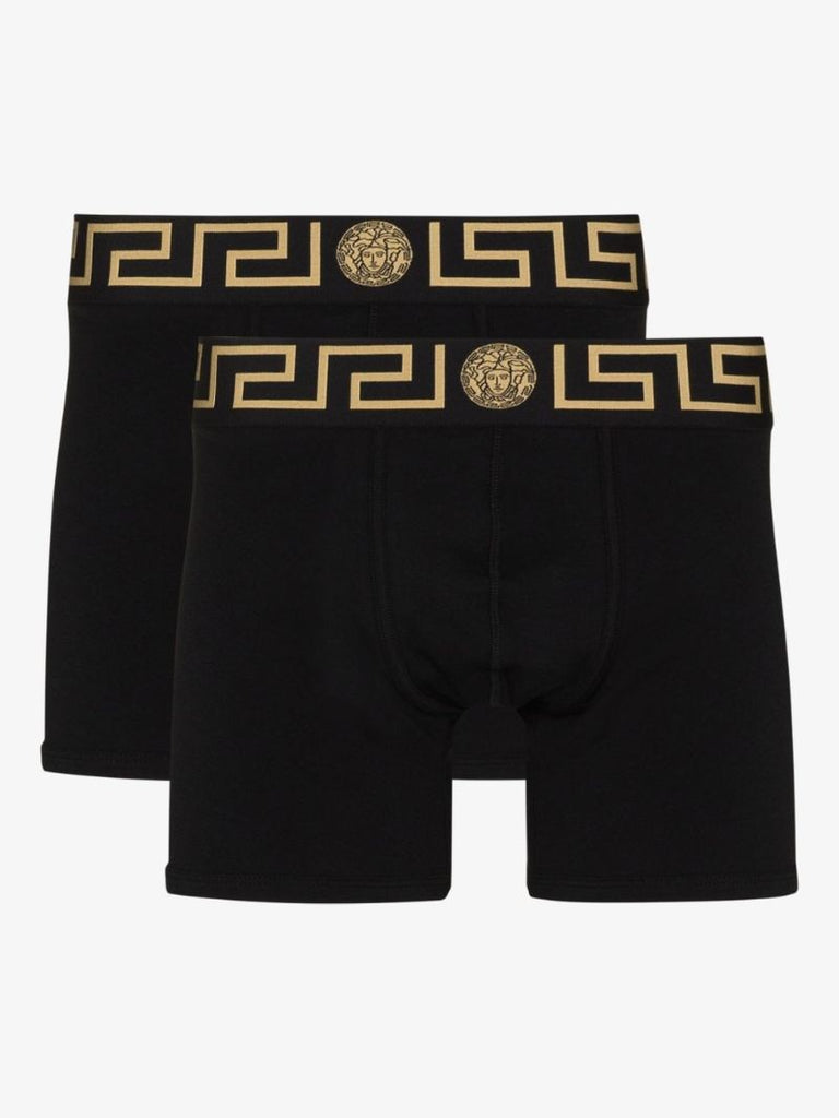 Black Greca Boxer Short Set