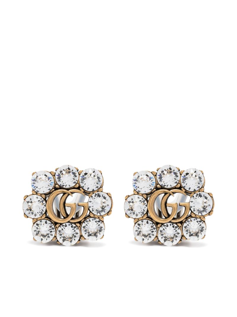 Gold Tone Gg Crystal Earrings