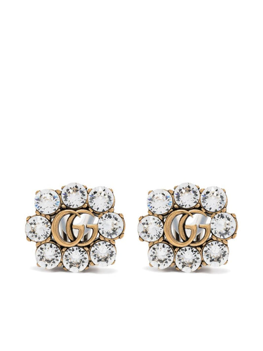 Gold Tone Gg Crystal Earrings