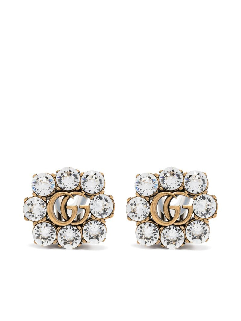 Gold Tone Gg Crystal Earrings